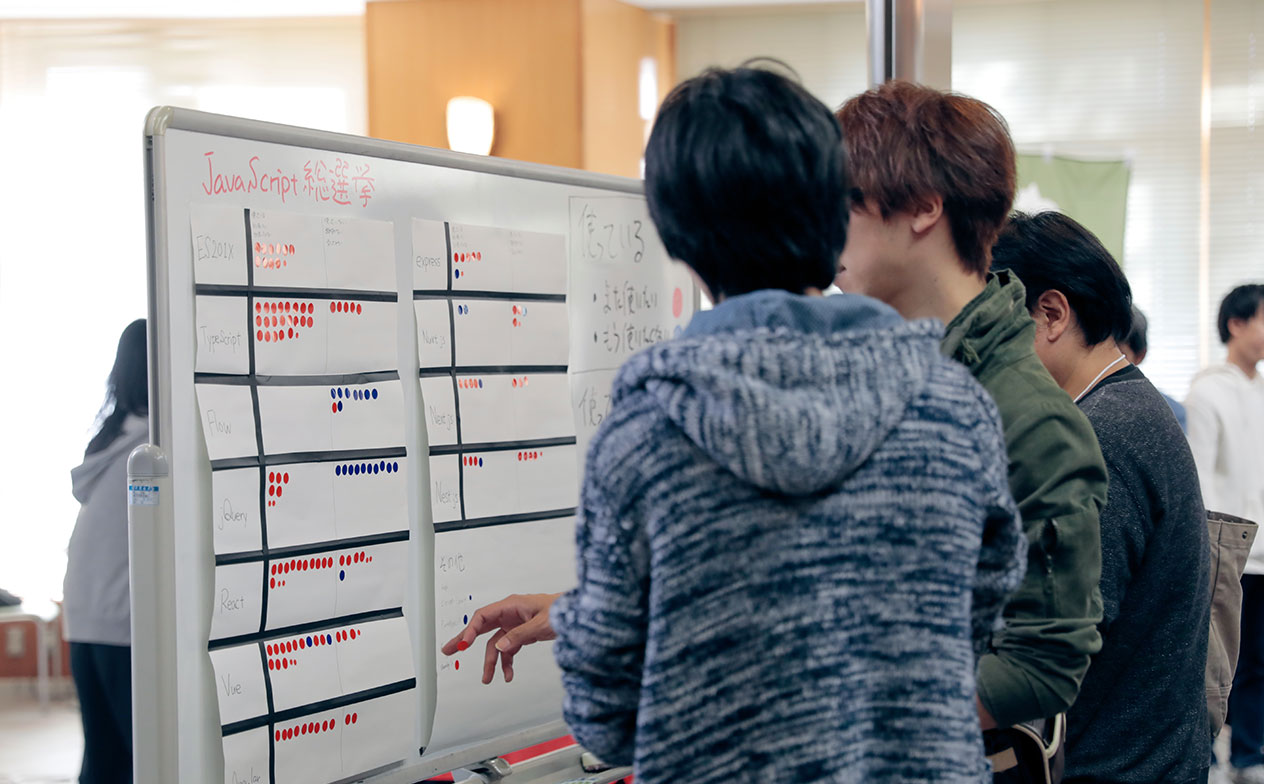 写真：スポンサーブースでアンケートを取っている様子